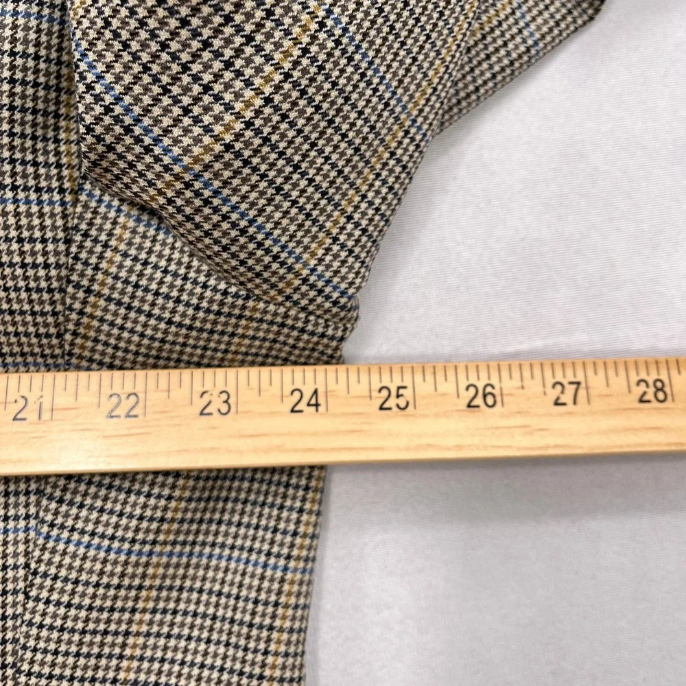 Hart Schaffner Marx Sport Coat Houndstooth Plaid Blazer Brown Blue Mens 46R